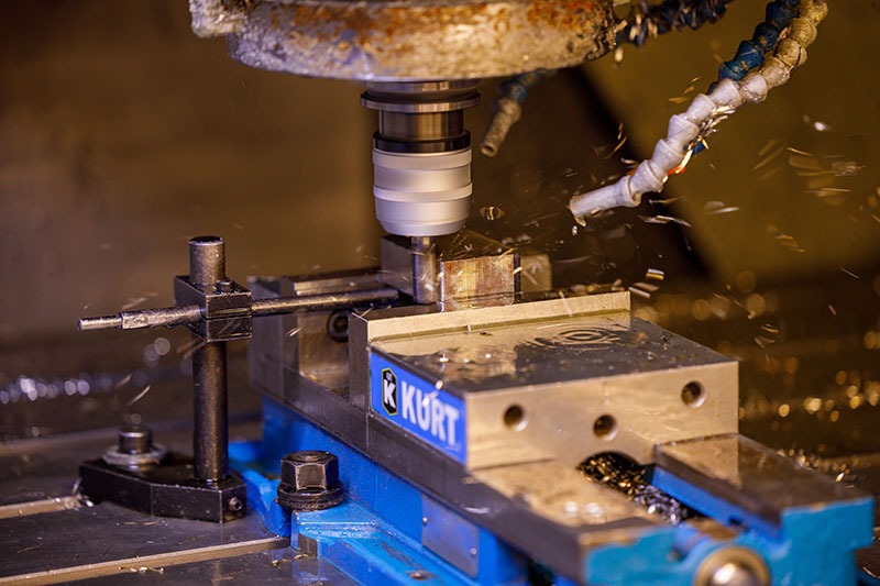 close up of a lathe machine at work